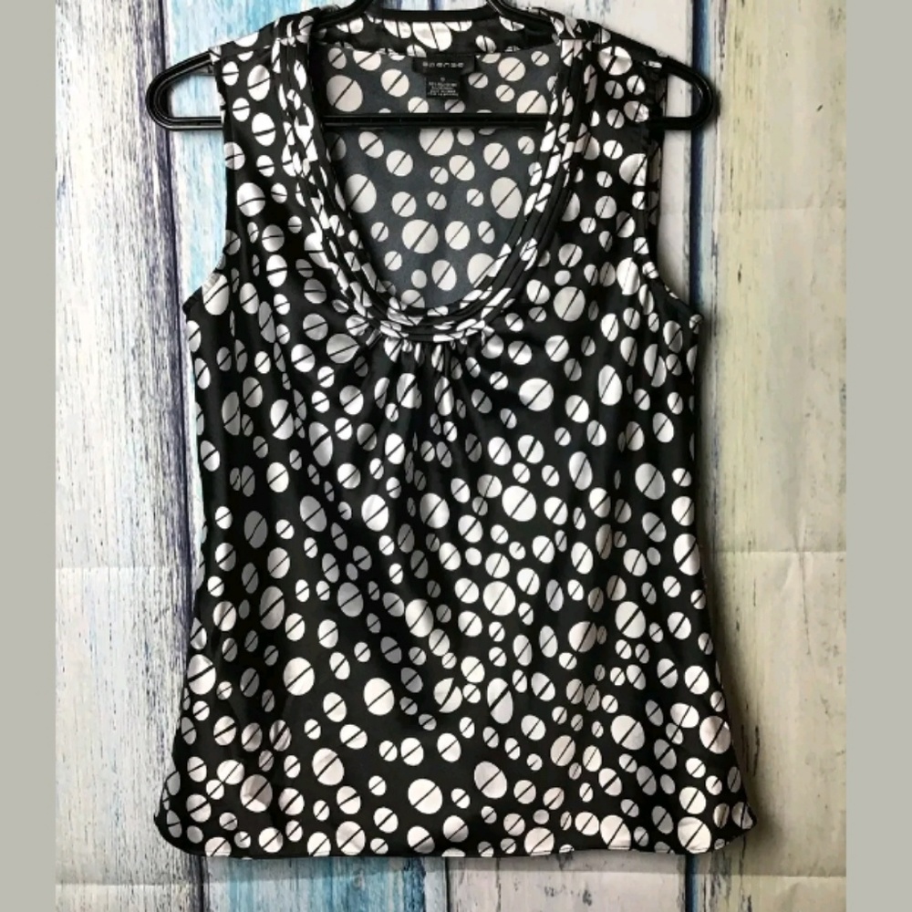 Spense Black and White Sleeveless Blouse (A)